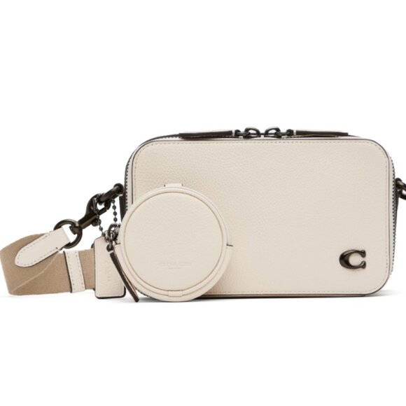 Coach Charter Slim Crossbody Bag White Leather Round Pouch CC070 ORG PKG - Picture 1 of 10